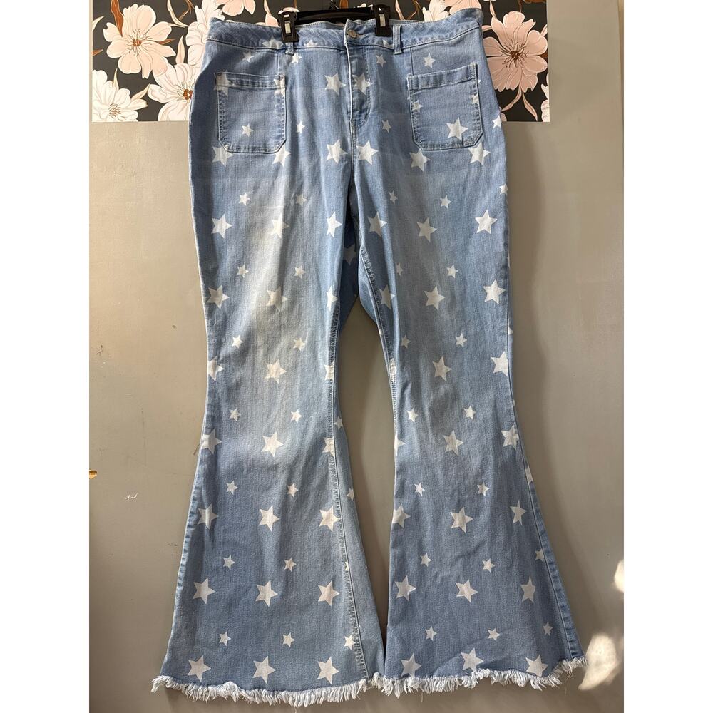 Est 1946 Denim Ladies Super Hi-Rise 20W bellbottoms star bangle rare